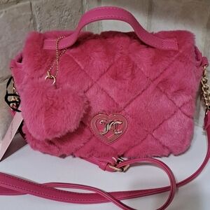 Juicy Couture Hot Pink Fluffy Quilted Crossbody Bag NWT